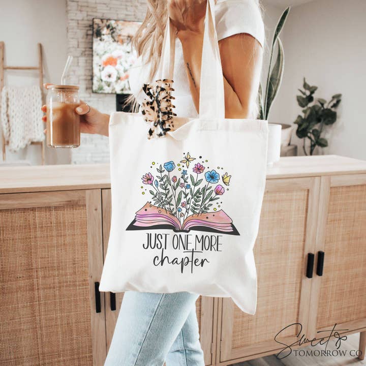 Cataleya Designs Studio LLC - Wholesale Tote Bag - Women's - Floral Book Just Cotton Canvas Tote Bag Medium Grocery Bag