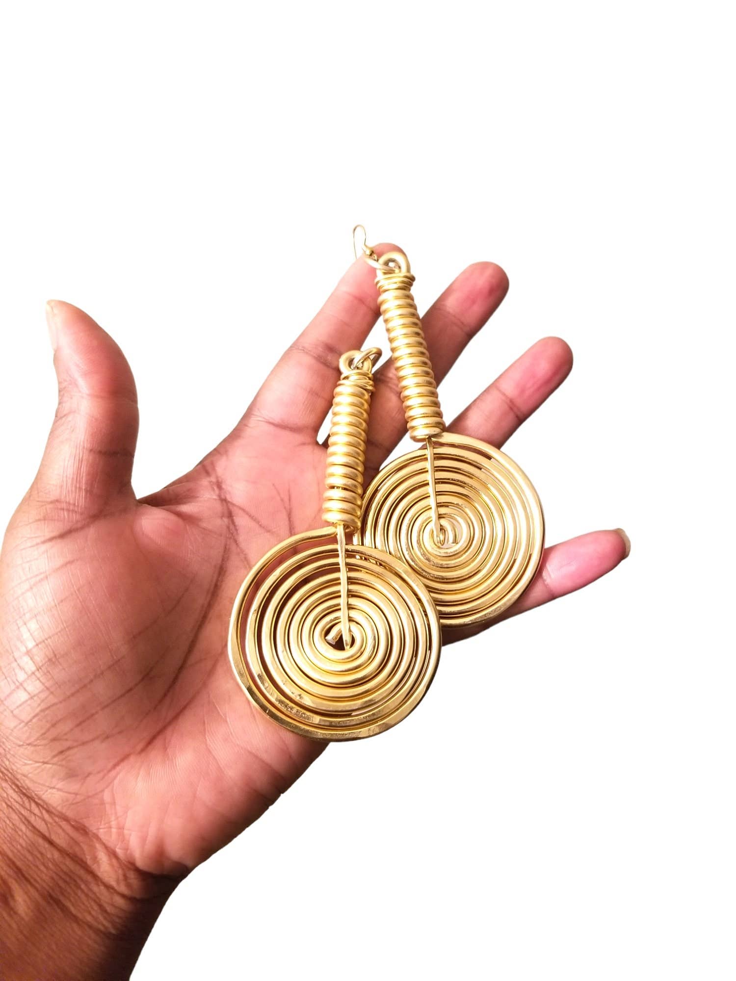 Andrea Lashay Collection - Wholesale Dangle Earrings - Extended Disc Earrings, Gold Statement Earrings