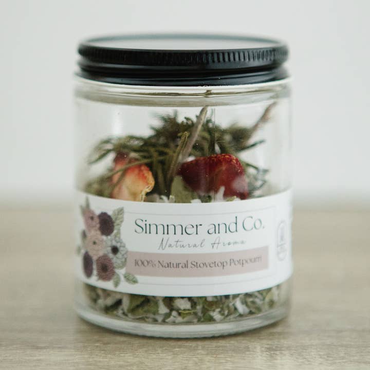 Mélange de Pot-Pourri Poétique, Arôme Naturel de Fraise et Herbes – Édition en Bocal pour la vente par Simmer and Co Natural Aroma