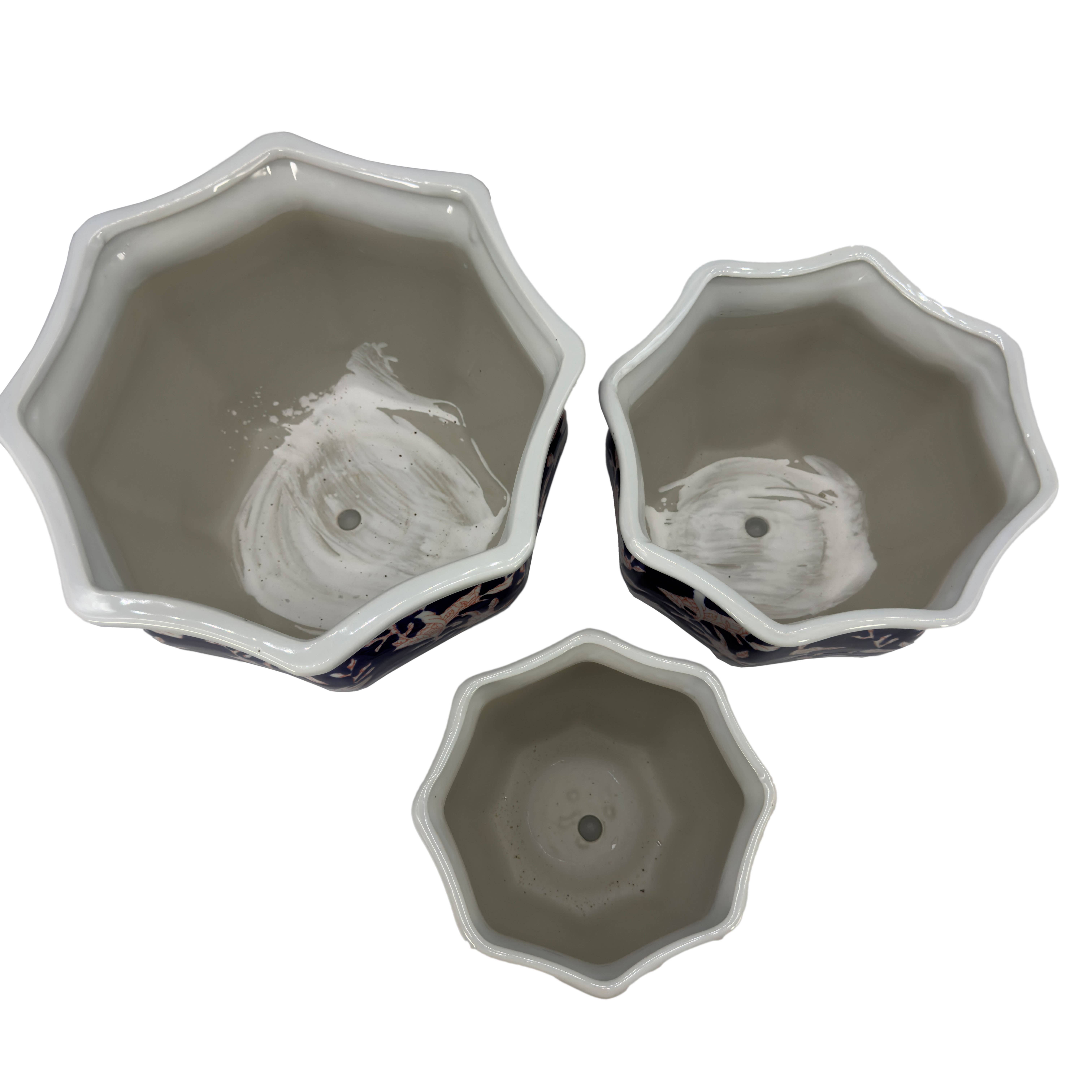 Galt International Company - Vendita all'ingrosso Vasi per piante - Set di 3 vasi per fioriere in ceramica Chinoiserie, 7,5"/10"/13"40