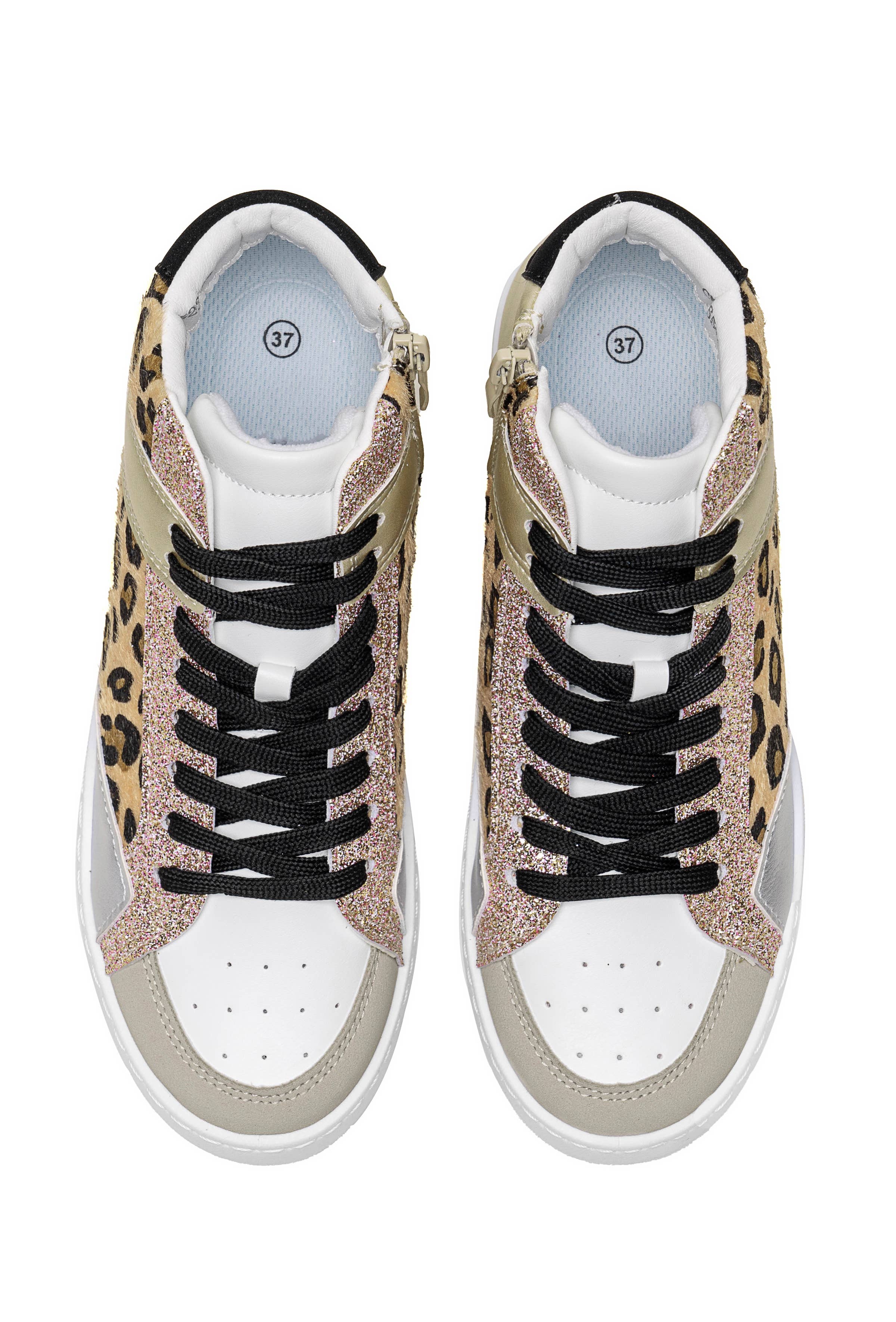 C'M PARIS – Sapatilha Lifestyle - Mulher por atacado – Ténis de Cano Alto com Lantejoulas e Estampados de Animais 65232