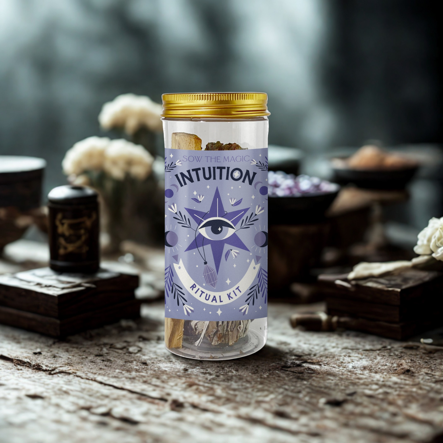 Sow the Magic - Wholesale Meditation Supplies - Intuition Ritual Kit with Amethyst, Palo Santo + Sage2