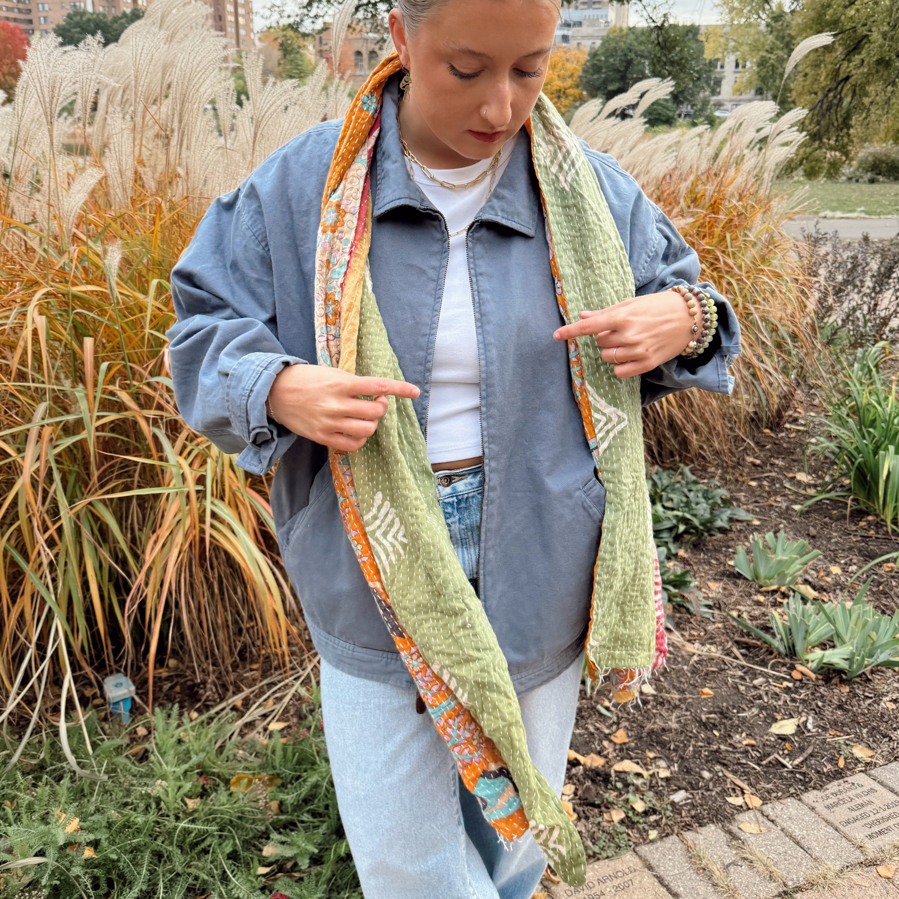 Seeds – wholesale Scarf – Women's – Kantha Scarf Scarves | Made From Recycled Cotton Saris 1