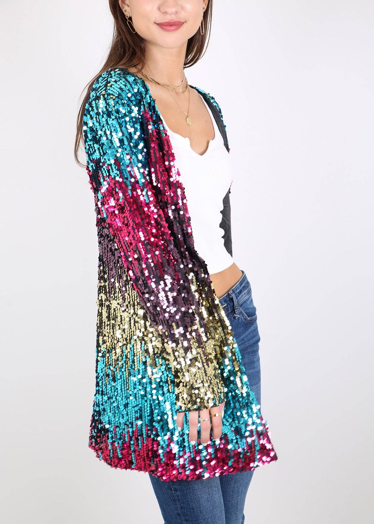 Anna Kaci Wholesale – wholesale Jacket – Women's – Women's Sequin Jacket Open Front Coat Blazer Party Cocktail2