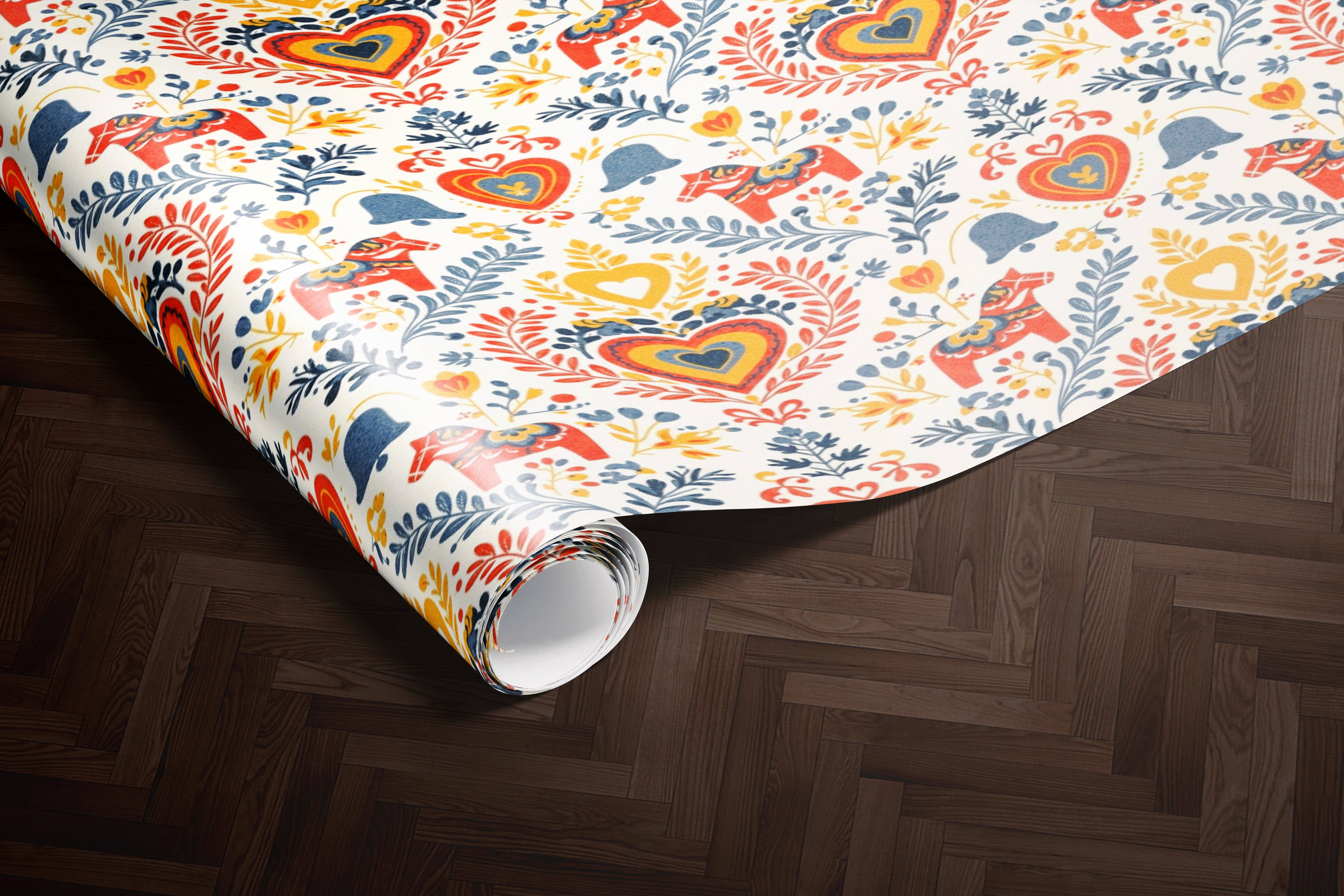 MagicMerchEmporium - Vente Rouleau de papier cadeau - Papier cadeau cheval de Dalécarlie5