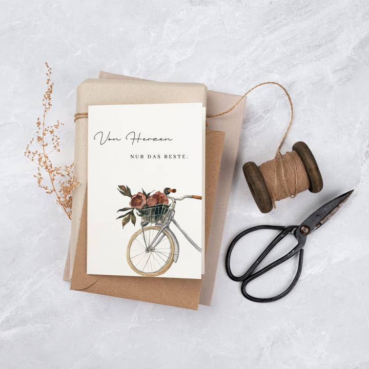 Greeting card (folding card), From the heart only the best, Bicycle for wholesale by Liljendal