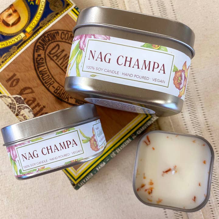 Green Daffodil Bath & Body - Wholesale Travel Candles - Nag Champa Soy Candle in Small Tin4
