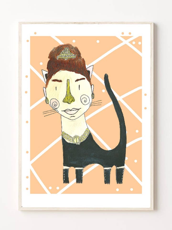 Illustration de GATUNA AUDREY HEPBURN pour la vente par Petita Lechatrose