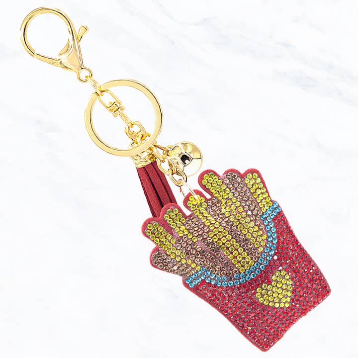Suzie Q USA - Wholesale Keychain - Women's - Glittering Crystal French Fries Keychain