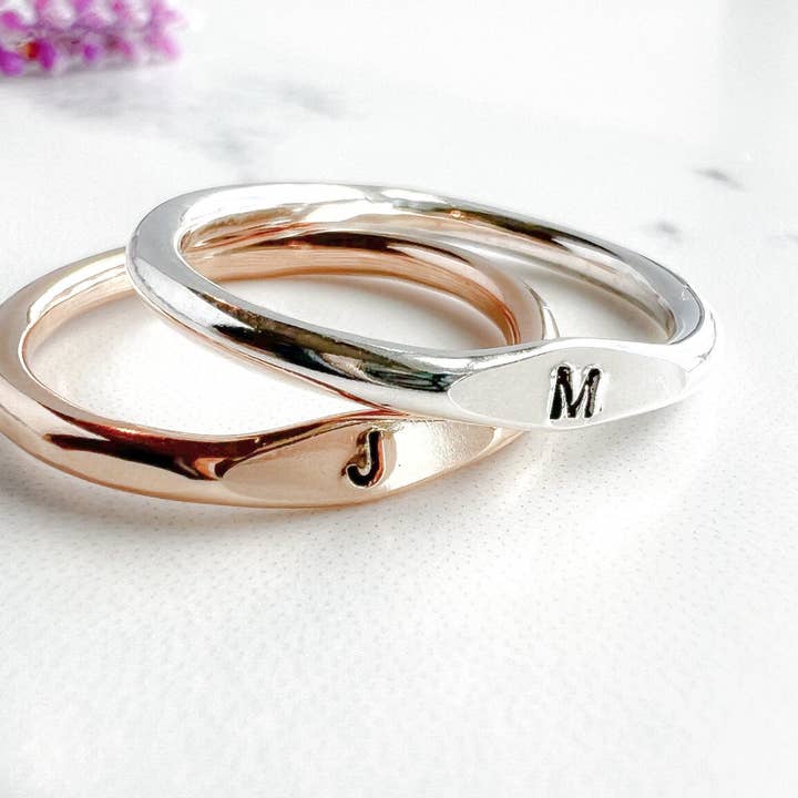 Initial Love Jewelry - Wholesale Band/Stacked Ring - Initial Stacking Rings