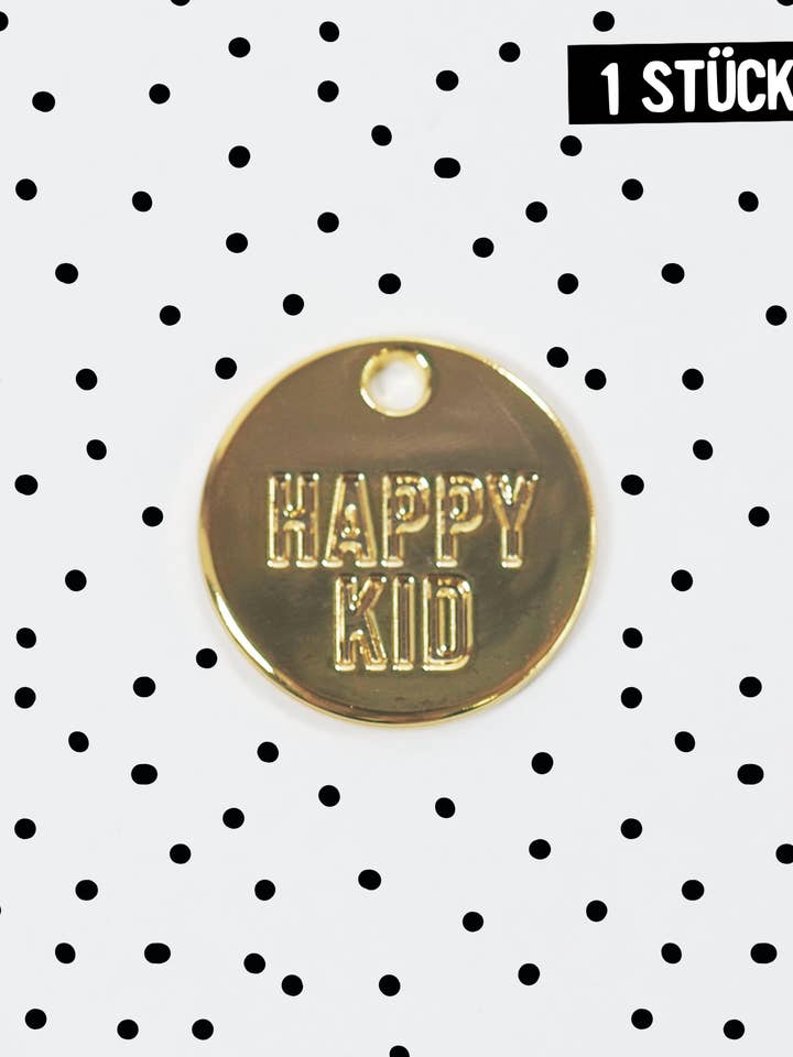 Pendentif en métal - happy kid *or* - 1,5 cm pour la vente par Paul und Clara