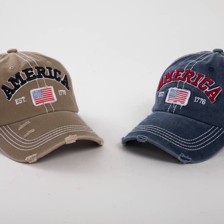 VIA FIORE STYLISH BLACK AMERICA PATCH BASEBALL CAP HAT for wholesale by VIA FIORE