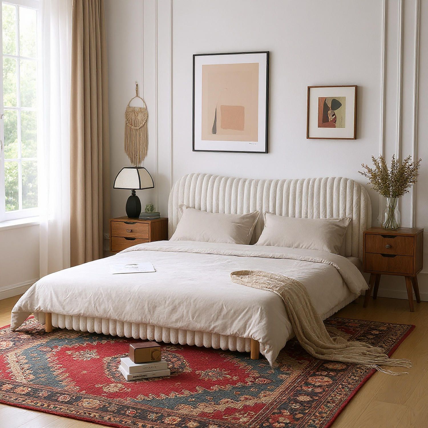 HOMYCASA DESIGN INC - Wholesale Bed - Mira Queen Boucle Upholstered Bed with Curve Headboard8