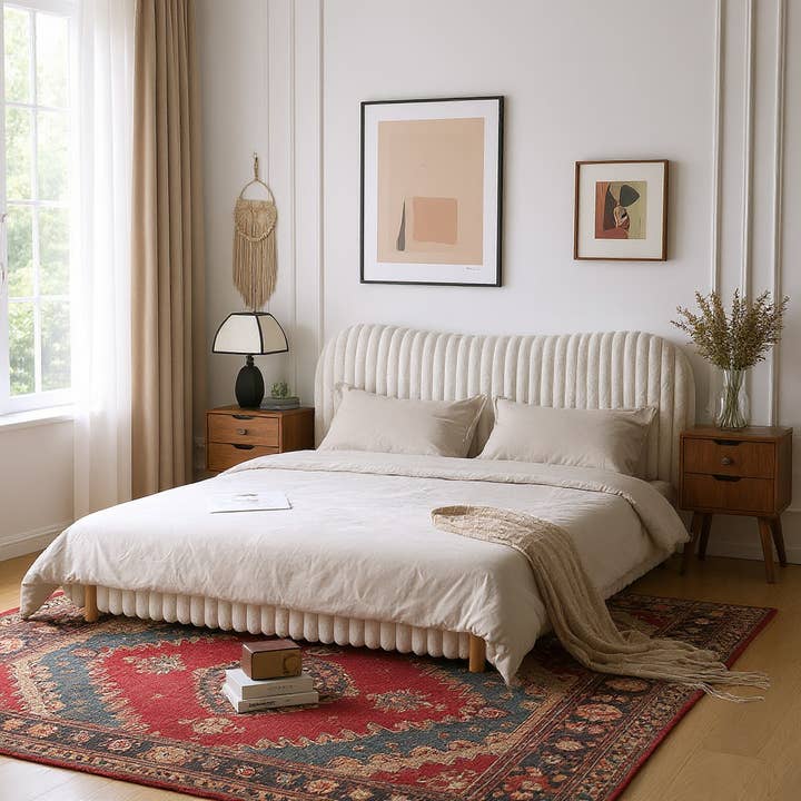 HOMYCASA DESIGN INC - Wholesale Bed - Mira Queen Boucle Upholstered Bed with Curve Headboard8