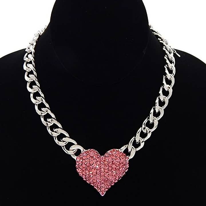 Diacly - Wholesale Pendant/charm necklace - Bling Rhinestone Heart Chain Necklace2