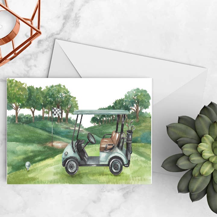 The Stylish Scribe - Wholesale Stationery/Notecard Set - Watercolor Golf Course Notecards - Golf Gift