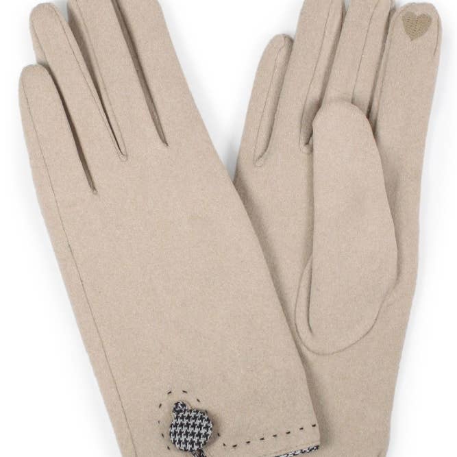 Hana - Wholesale Gloves - Women's - Houndstooth Button Winter Gloves