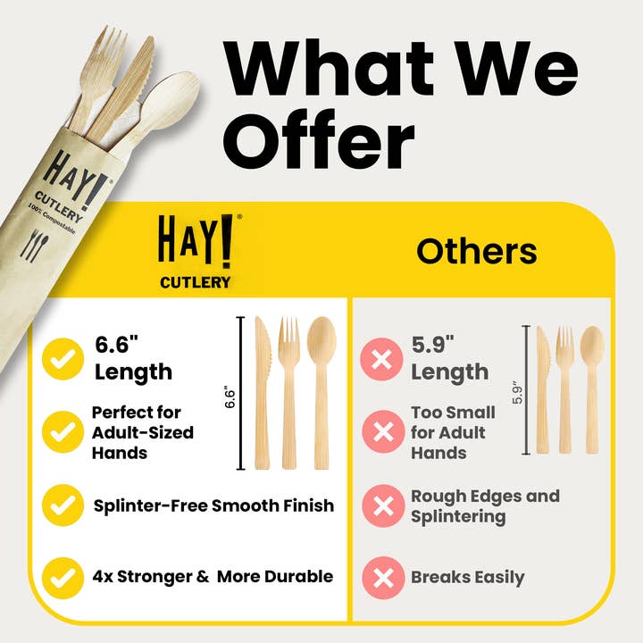 Hay Straws - Wholesale Assorted Cutlery Set - Wrapped Bamboo Cutlery Set - Full Case5