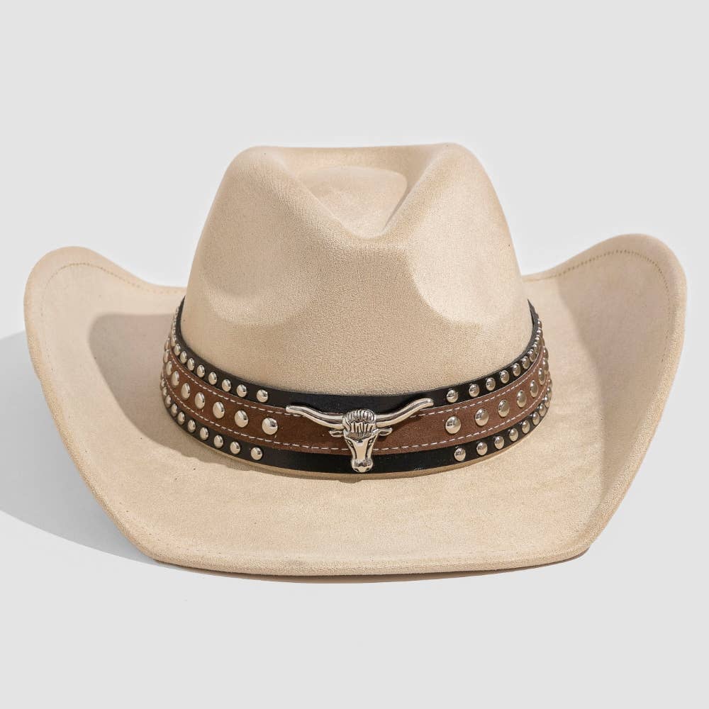 Collections by Fame Accessories - Wholesale Fedora - Women's - Layered Western Bull Head Strap Cowboy Hat7