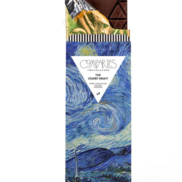 Compartes Chocolate - Wholesale Chocolate Bar - Starry Night Van Gogh Chocolate Bar - Salted Caramel Dark