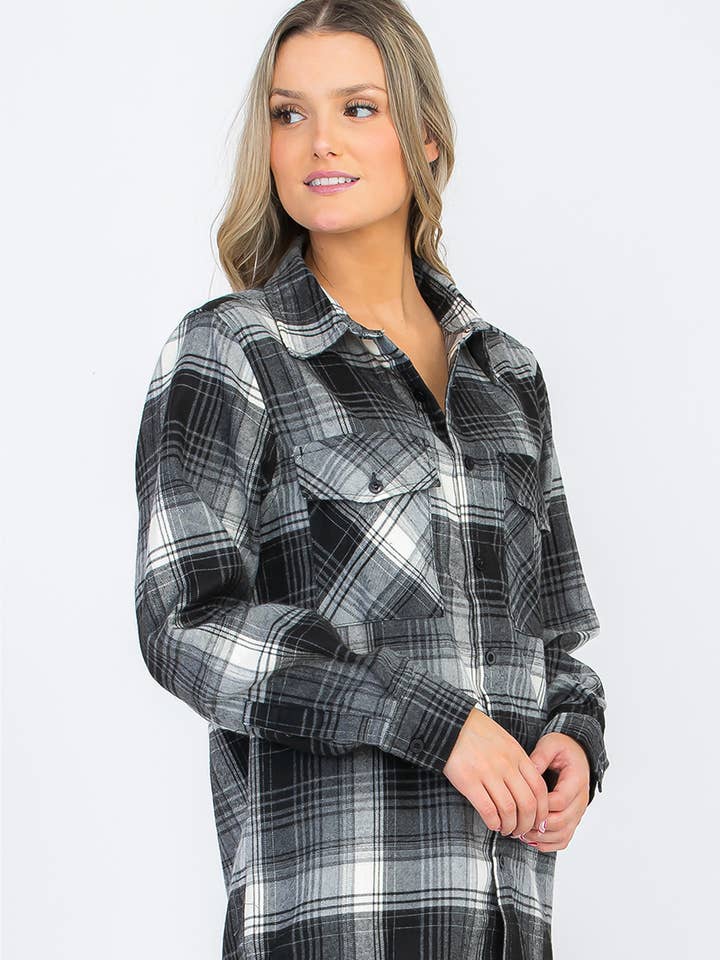 FL102 Chemise à manches longues à carreaux en flanelle Boyfriend pour femme pour la vente par WEIV