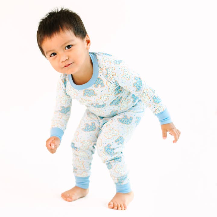 Animal Crackers Long Pajamas - Light Blue for wholesale by Magnolia Baby