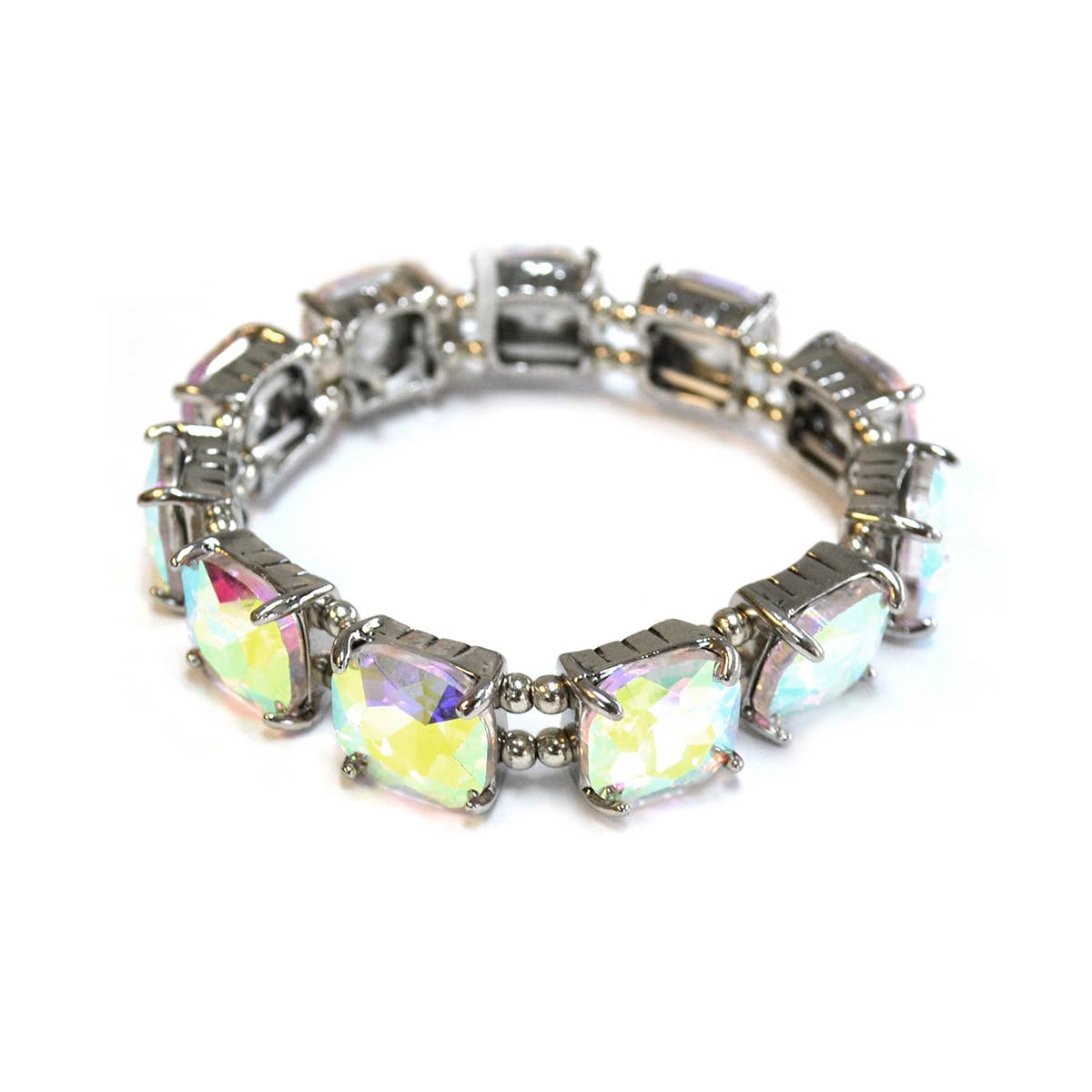 StarryNYC - Vendita all'ingrosso Braccialetto con ciondolo/pendente - Bracciale elasticizzato con cristalli in vetro tagliato a cuscino30