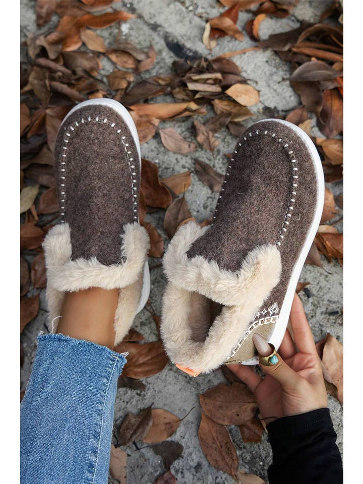 1 the Woman - Wholesale Boots - Women's - Suede Stitching Patchwork Plush Lined Anklet Boots