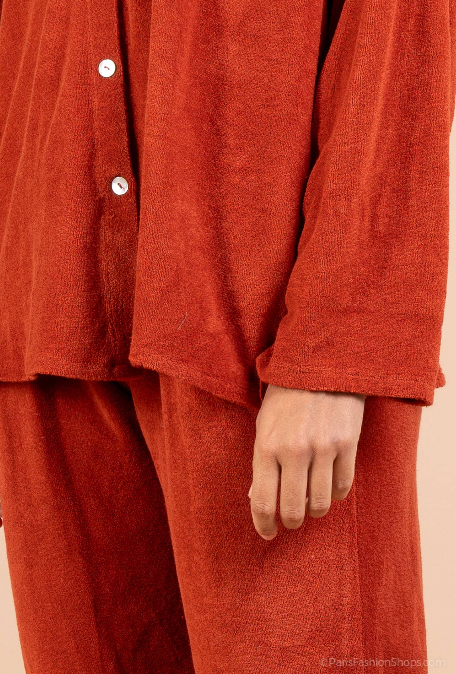 Mimi & Gogo - Wholesale Button Down Shirt - Women's - Cotton Terry Button-Up Shirt @5094_ChCotEponge16