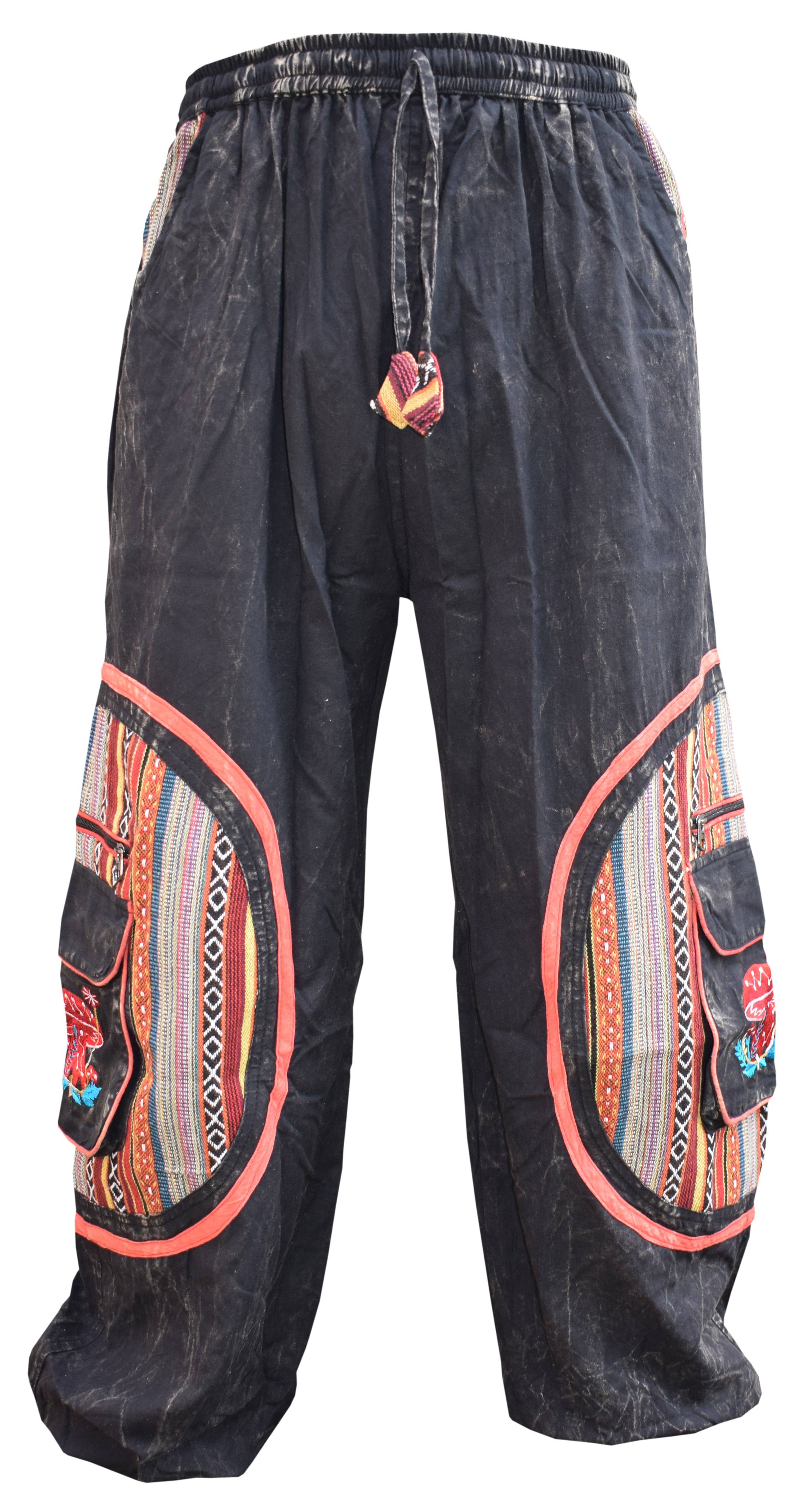 Gheri - Wholesale Pants - Unisex - Aztec Pocket Mushroom Embroidery Parachute Cargo Trousers9