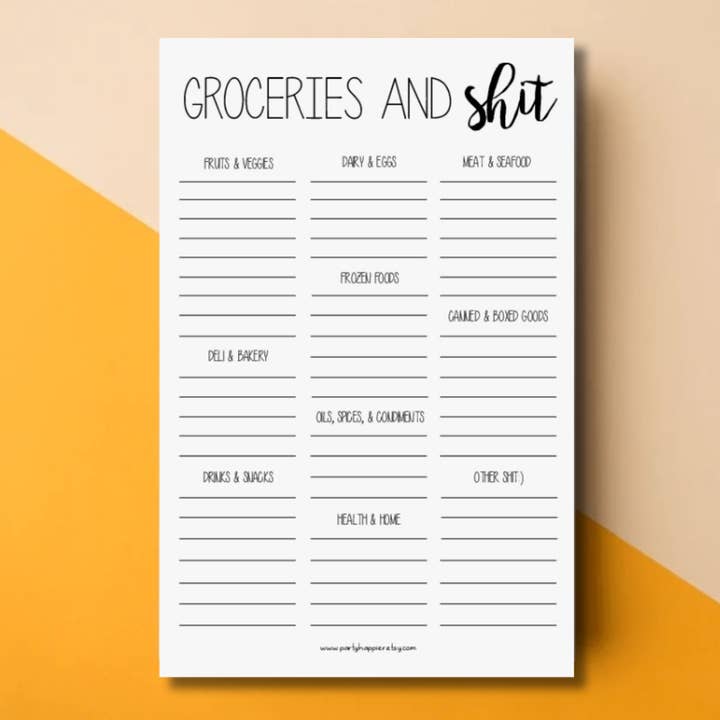 Groceries And Shit Notepad With Categories for wholesale by PartyHappier