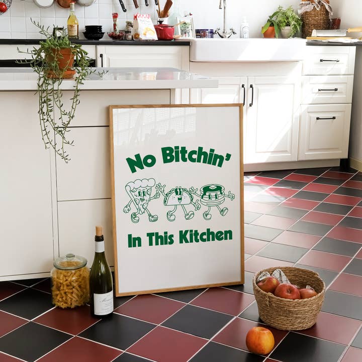 Poppermost Prints - Wholesale Art Print - No Bitchin' in this Kitchen Retro Art Print1