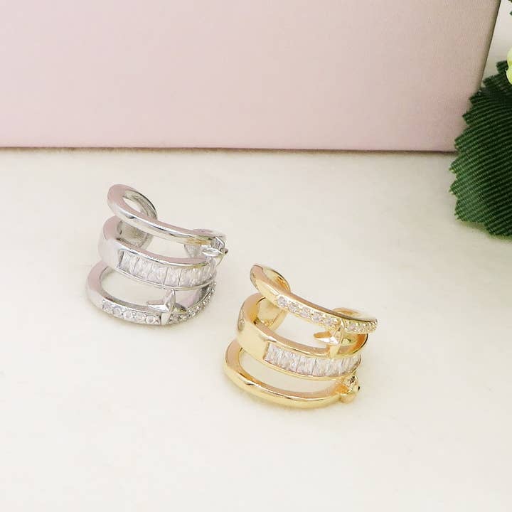Daemon srls - Wholesale Cuff/Wrap Earrings - Earcuff 3 FILI STARS in cubic zirconia1