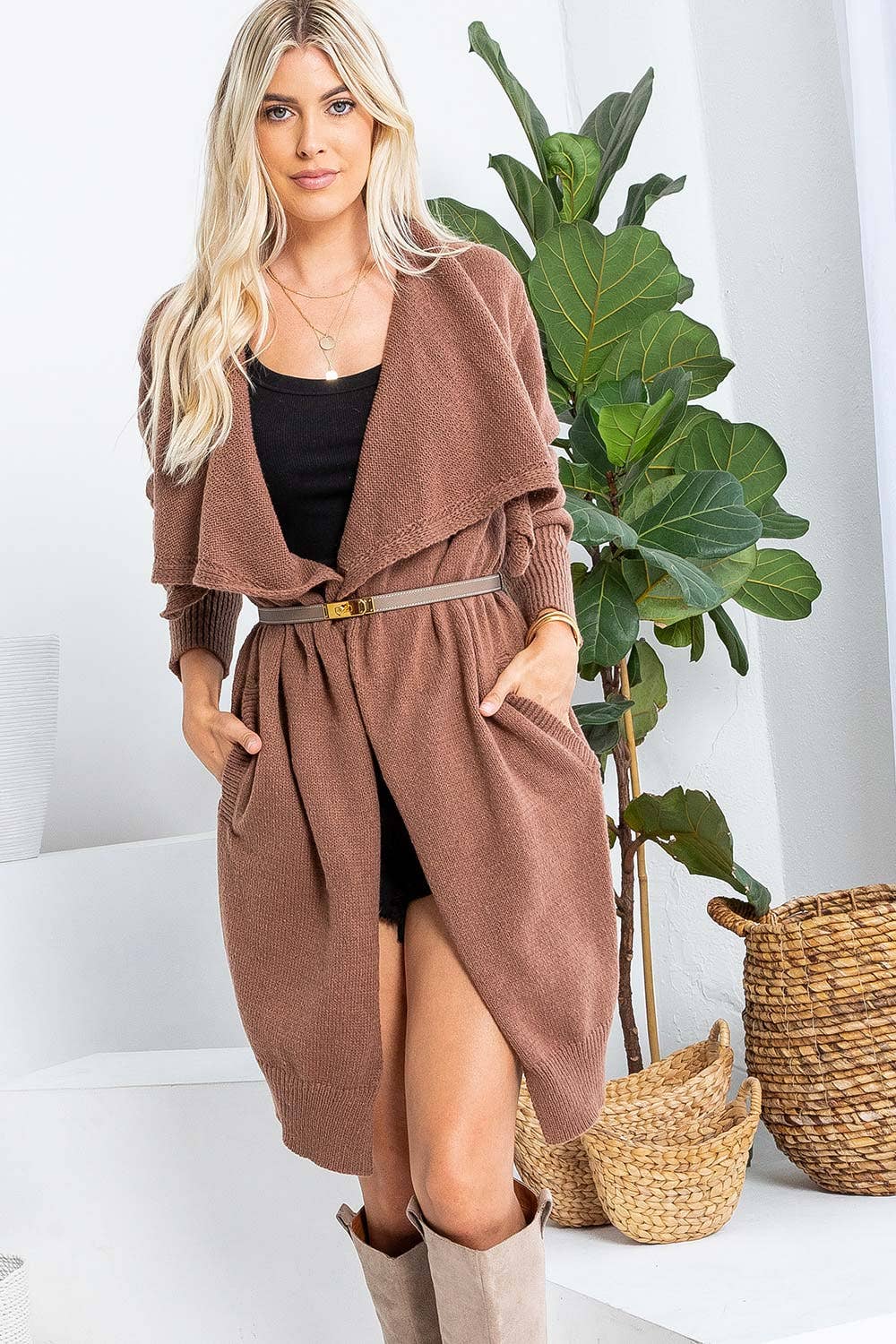 Sweet Lovely by Jen – Engroshandel Cardigan - Dame – BLØD STRIKTRØJE MED ÅBEN FRONT LANG CARDIGAN11