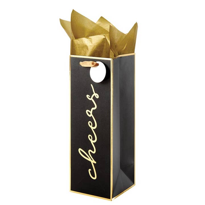 Gold Cheers - Bottle Bag for wholesale by The Gift Wrap Company