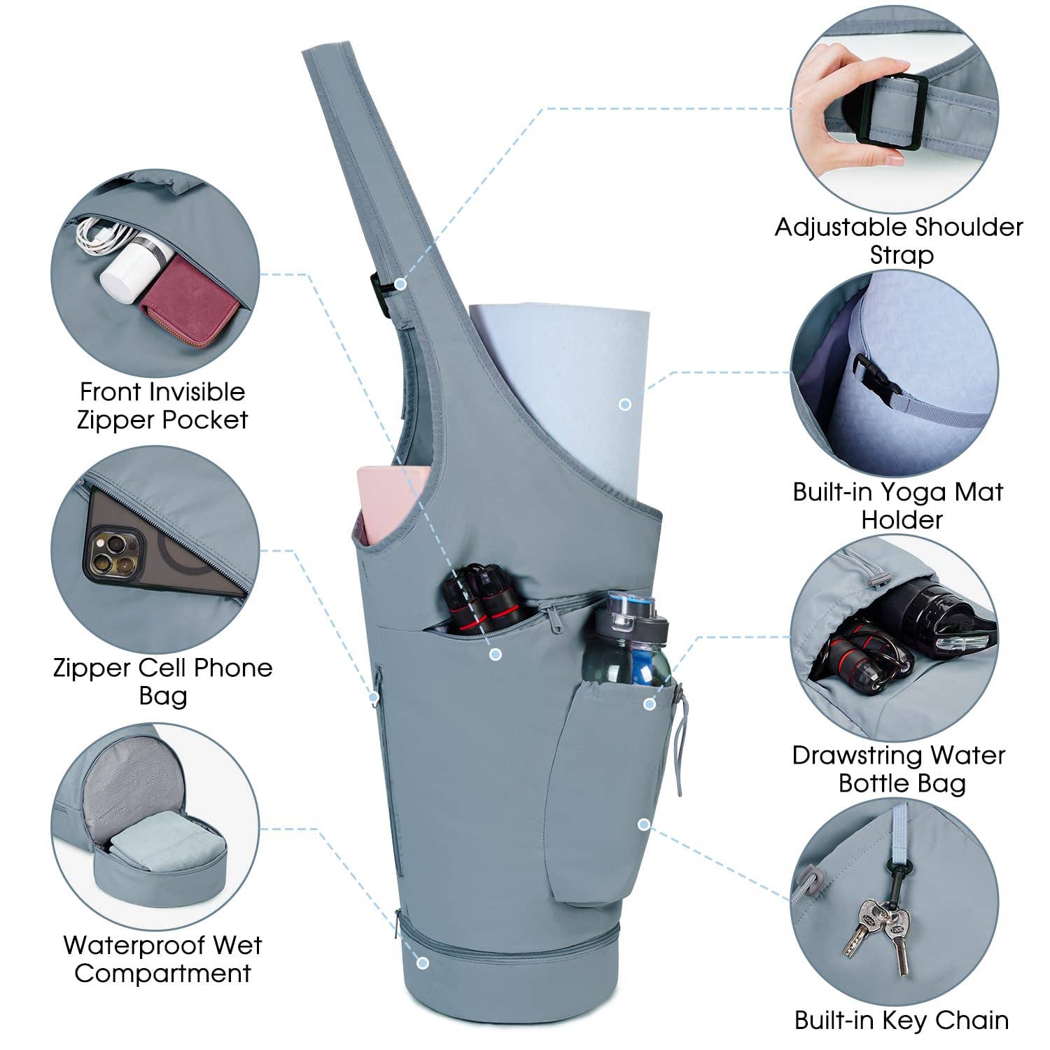 wandf - Wholesale Yoga Bag - Yoga Mat Bag Large Opening Long Tote Yoga Mat Carrier Holder10