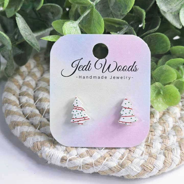Jedi Woods LLC - Wholesale Stud/Post Earrings - L. Debbie Xmas Cake Earrings - Tiktok VIRAL Product!