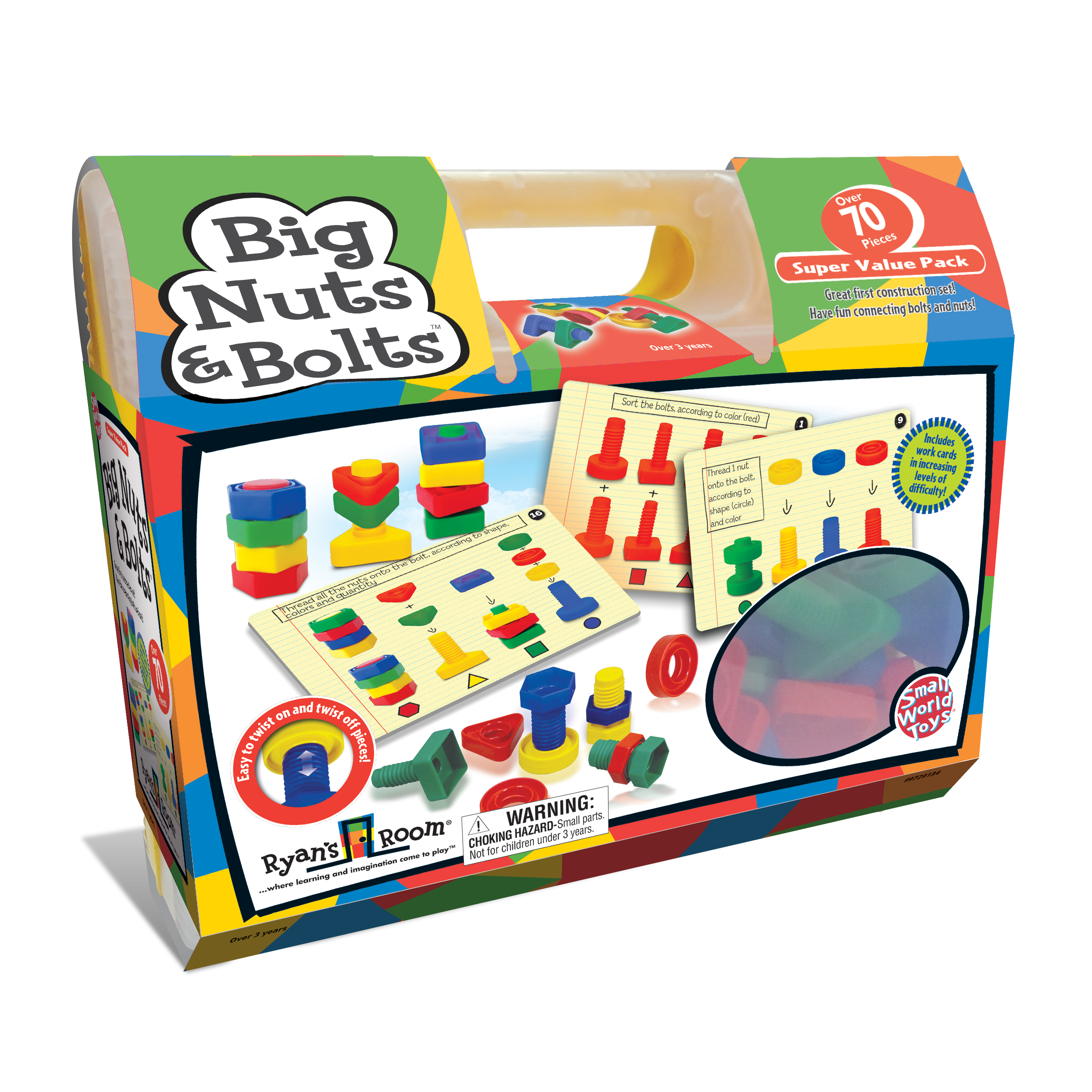 Small World Toys – wholesale Toy set – Kids – Big Nuts & Bolts - 64pcs (in a plastic case)2