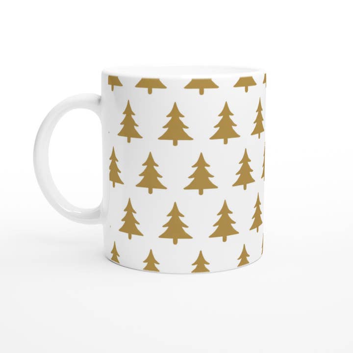 Aminelle & Willow - Wholesale Coffee mug - Festive Gold Christmas Tree Design Ceramic Mug