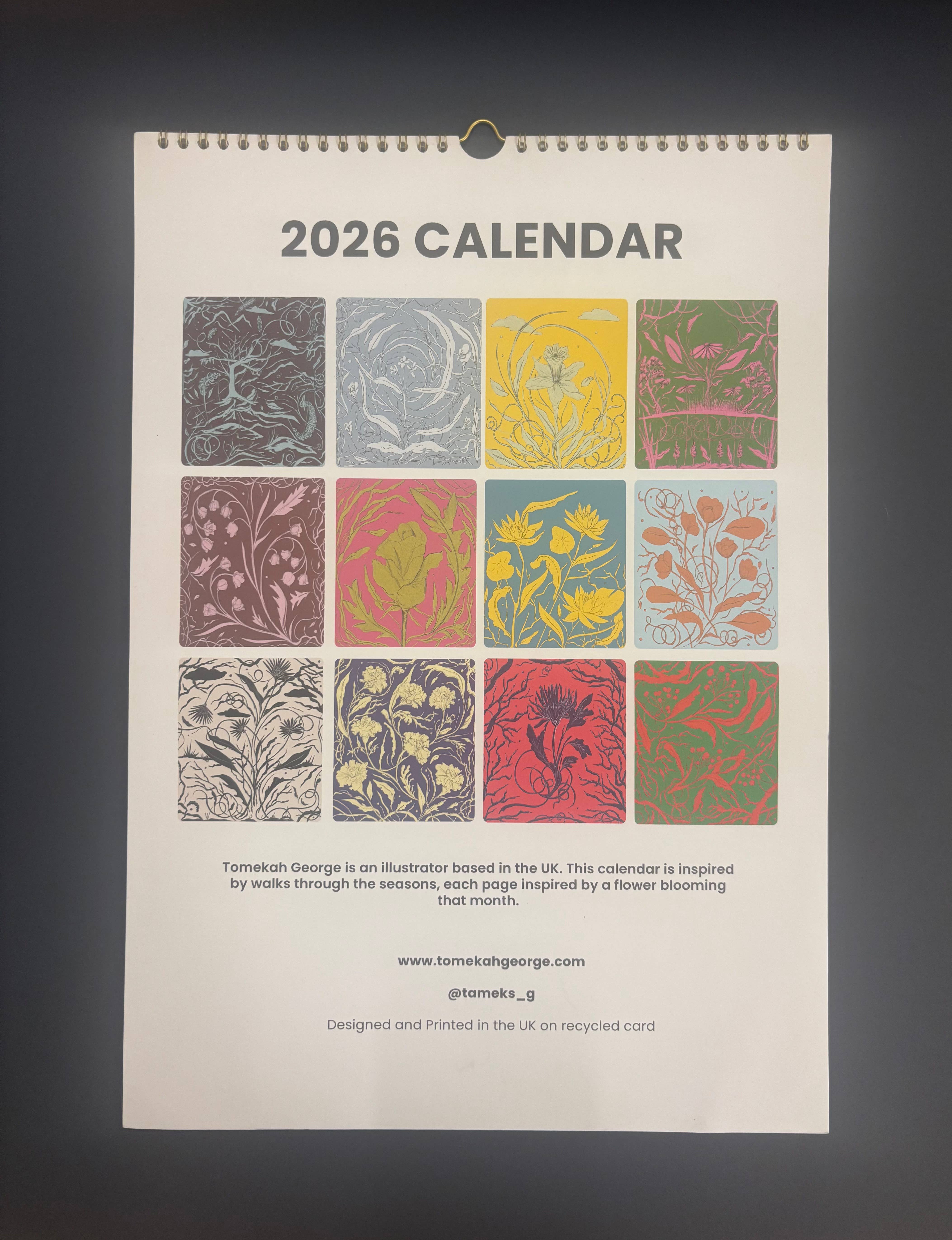 Tomekah George - Wholesale Calendar - Large 2026 Calendar, Flowers Wall Calendar - A315