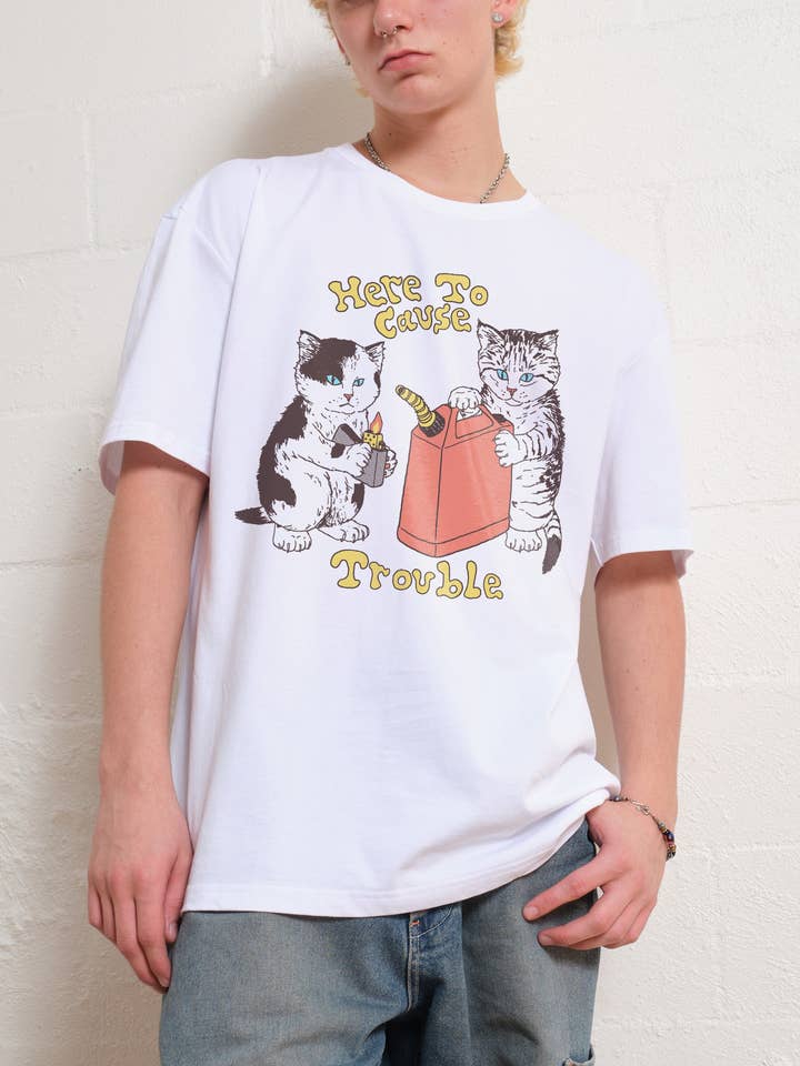 Threadheads - Wholesale Screen printed t-shirt – Women′s - Here to Cause Trouble T-Shirt2