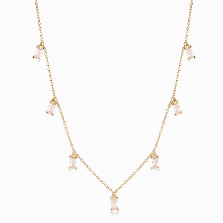 Colar Colar Gota Baguette Transparente por atacado de Studdedheartz