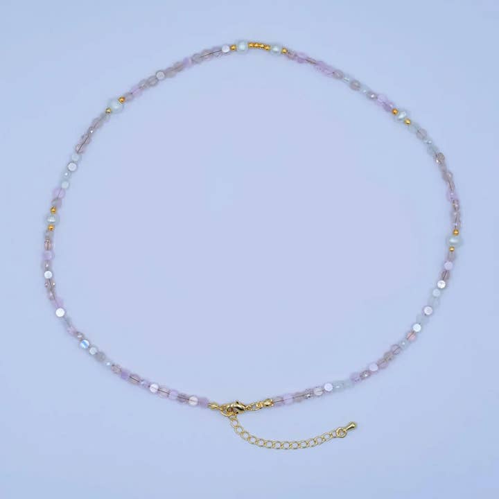 Collana di Gemme Multisfaccettate Rosa 17,5 Pollici CN-0304 per la vendita all'ingrosso da parte di Simply Jewels