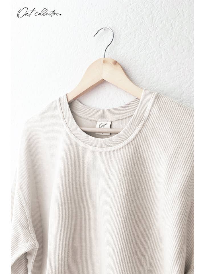 OAT COLLECTIVE - Wholesale Graphic Sweatshirt - Women's - PREMIUM BASIC Cropped Thermal Vintage Pullover 3