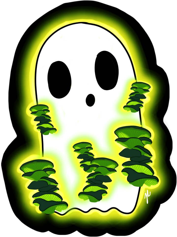 Ghost Fungus Booshroom Sticker for wholesale by The Shoppe of Many Things