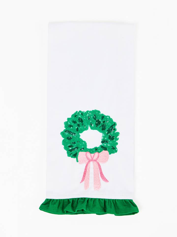 Tea Towel Sequin Wreath for wholesale by Mary Square