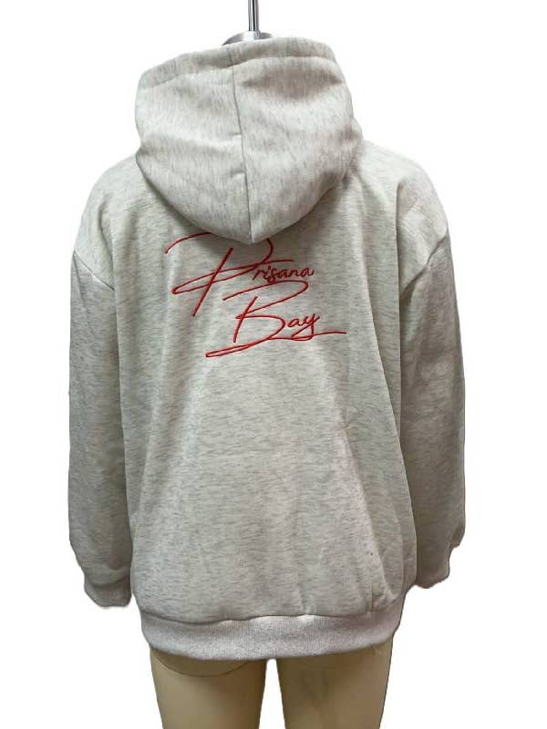 Rosa Clothing - Wholesale Hoodie - Women's - Bow Pattern Floral Embroidered Hooded Sweatshirt3