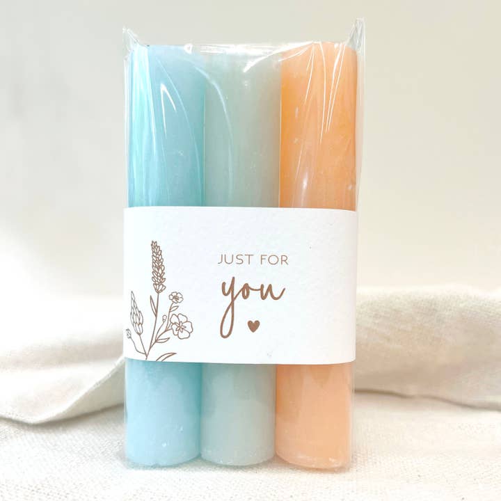 My Paperstation - Wholesale Tapered Candle/Candlestick - Candles 'Just for you' bright