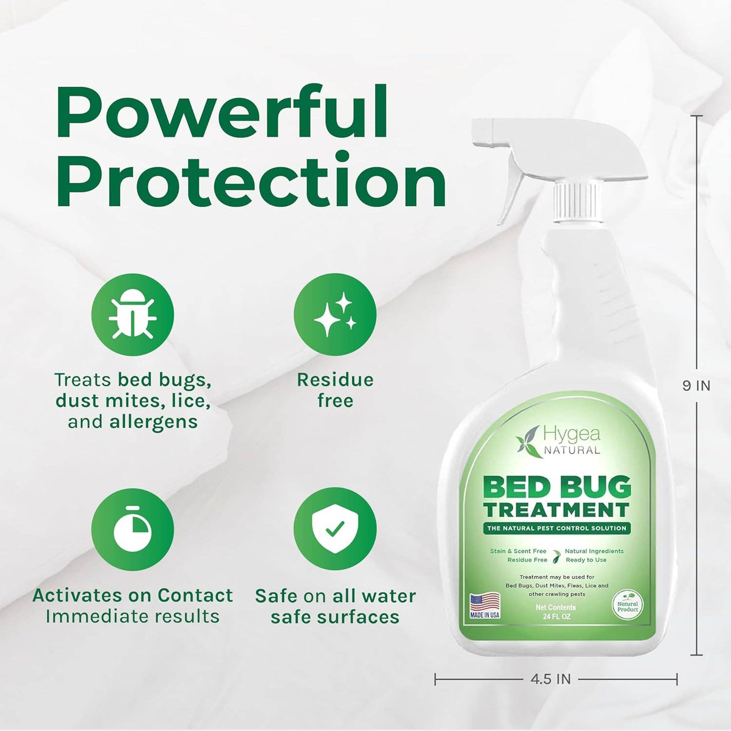 Hygea Natural - Vente Insectifuges - Spray naturel contre les punaises de lit Hygea, inodore et non toxique1