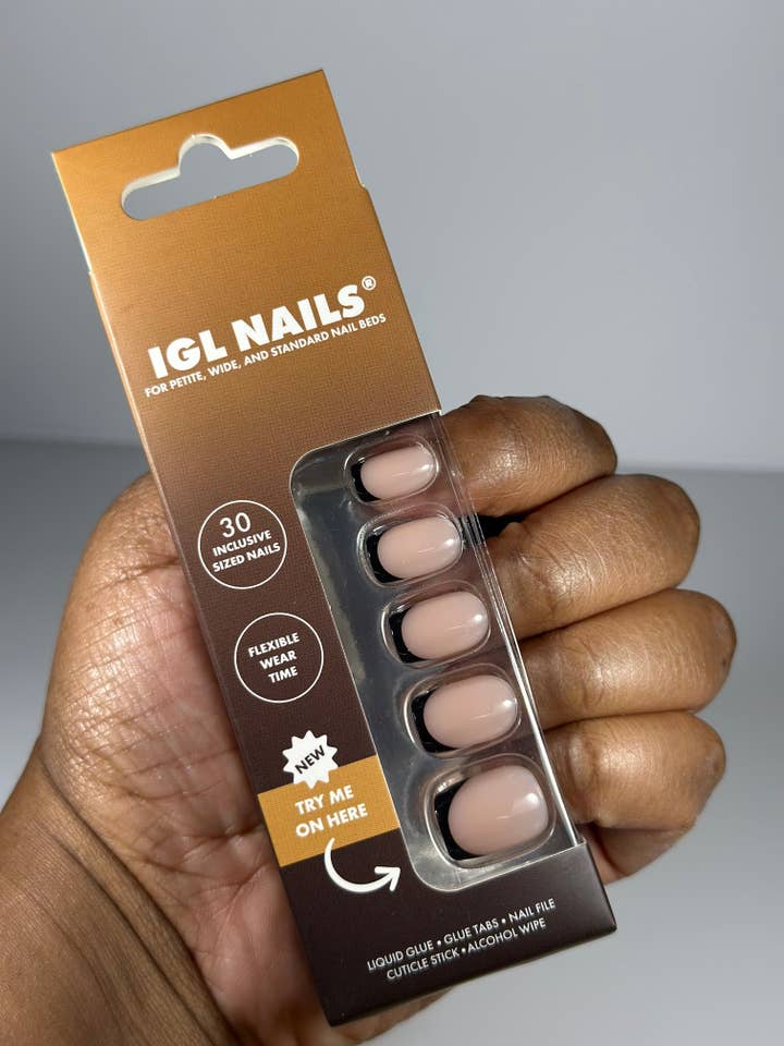 Toya Geluxe™ Nails – Black French Rounded Square for wholesale by IGL Nails